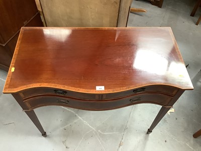 Lot 900 - Good quality George III style mahogany serpentine fronted side table by Redman & Hales Ltd of Hatfield Peverel with rosewood crossbanding and boxwood stringing, three drawers on square taper legs t...