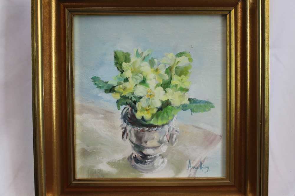 Lot 1089 - *Anna Airy (1882-1964) - oil on board - Primroses 21cm x 19.5cm