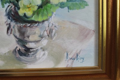 Lot 1089 - *Anna Airy (1882-1964) - oil on board - Primroses 21cm x 19.5cm