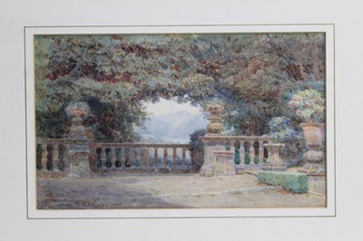 Lot 1256 - George Samuel Elgood (1851-1943) - watercolour - garden terrace, signed and dated 1901