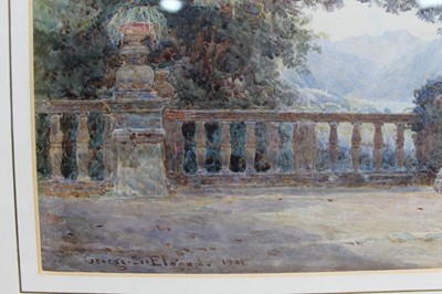 Lot 1256 - George Samuel Elgood (1851-1943) - watercolour - garden terrace, signed and dated 1901