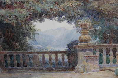Lot 1256 - George Samuel Elgood (1851-1943) - watercolour - garden terrace, signed and dated 1901