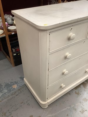 Lot 916 - Victorian white painted chest of two short and three long drawers with bun handles