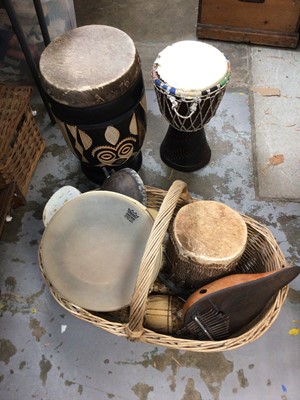 Lot 449 - Collection of African drums and other instruments