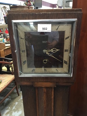 Lot 902 - 1930s Smiths Grandmother clock in Art Deco oak case