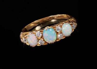 Lot 456 - Victorian style opal and diamond ring