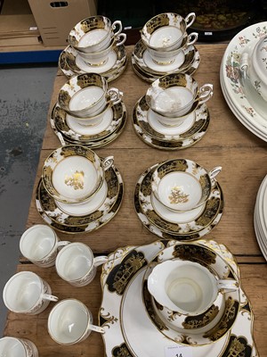 Lot 14 - Tuscan black and gilt teaset (38 pieces), T. Goode & Co coffee set and a Coalport coffee set