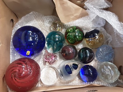 Lot 1135 - One box of various art glass paperweights