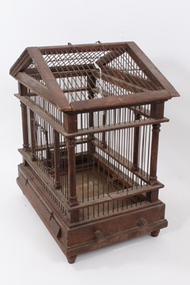 Lot 721 - Antique painted pine bird cage