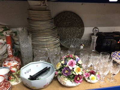 Lot 91 - Mixed lot of ceramics and glassware to include Japanese vases, Limoges part service etc
