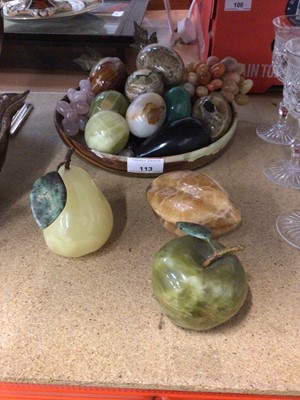 Lot 113 - Group of hardstone eggs and fruit pieces