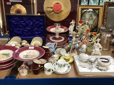 Lot 76 - Good quality Mintons coffee service in fitted case (one cup missing), botanical dessert service, Staffordshire figures and other chin