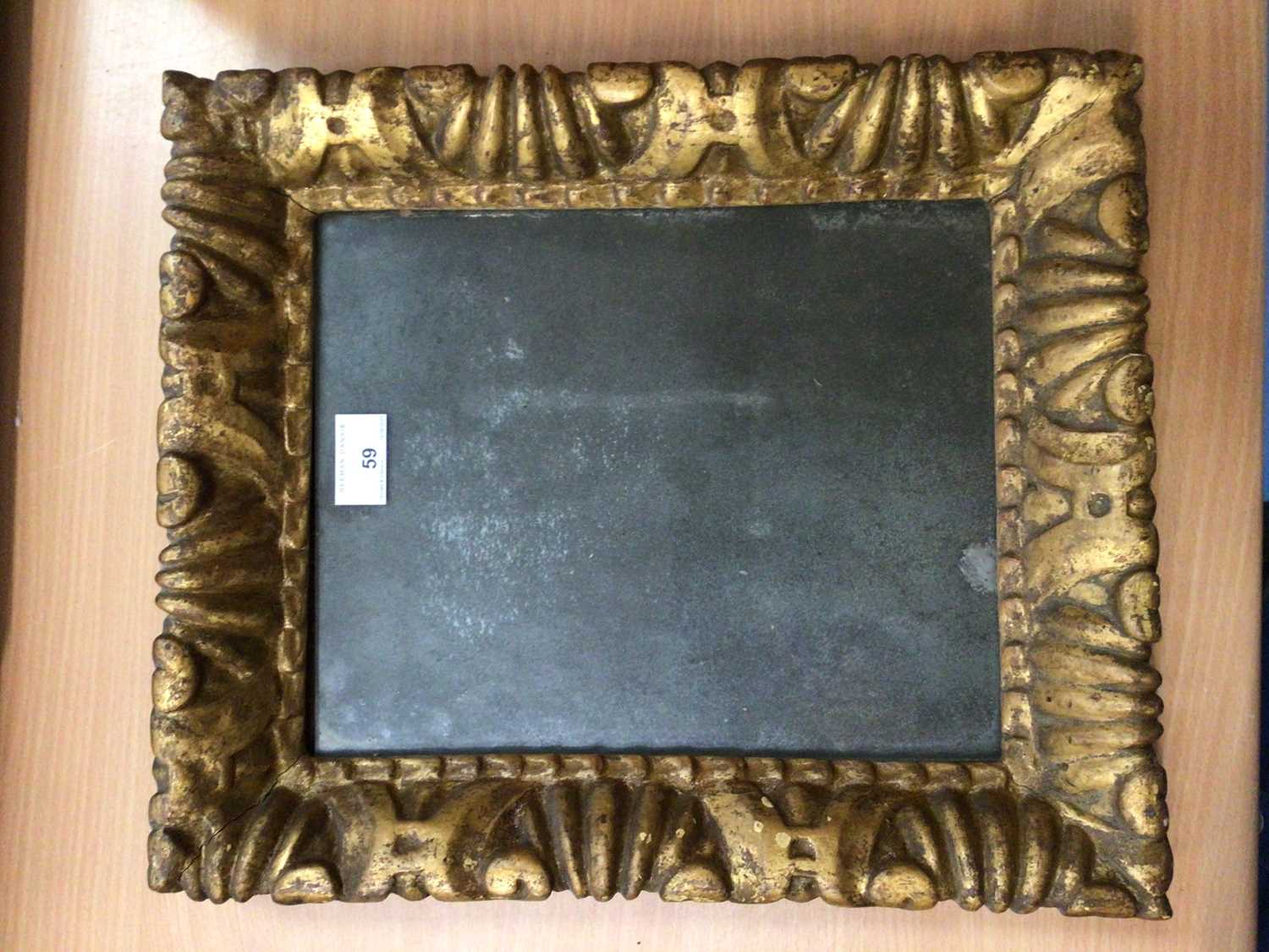 Lot 59 - Good early 19th century gilt framed wall mirror with shell formed borders, 39cm x 33cm overall
