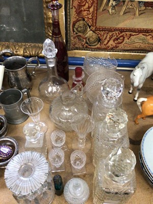 Lot 78 - 19th century glass lustre, cut glass decanters and other glass