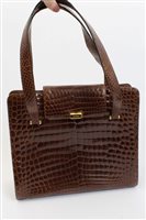 Lot 1451 - Kwanpen brown genuine crocodile skin handbag...