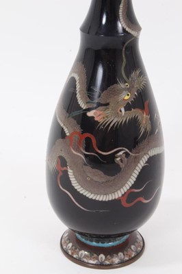 Lot 867 - Japanese cloisonné vase with dragon decoration and a small pair of cloisonne vases