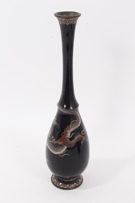 Lot 867 - Japanese cloisonné vase with dragon decoration and a small pair of cloisonne vases