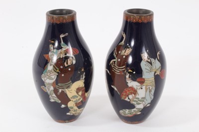 Lot 867 - Japanese cloisonné vase with dragon decoration and a small pair of cloisonne vases