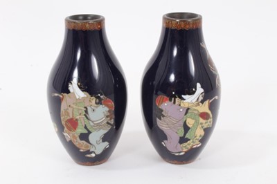 Lot 867 - Japanese cloisonné vase with dragon decoration and a small pair of cloisonne vases