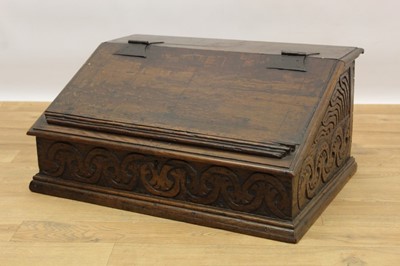 Lot 1428 - Late 17th century carved oak bible box