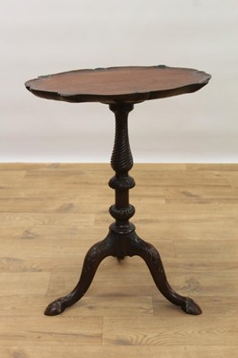 Lot 1424 - Edwardian carved mahogany tripod wine table