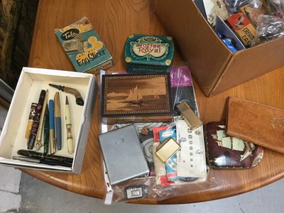 Lot 323 - Old fountain pens, tins and sundries