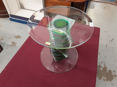 Lot 1138 - Stylish Murano custom made lead crystal glass side table with coloured glass column