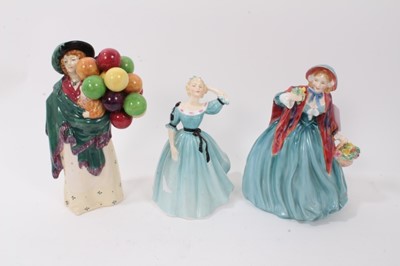 Lot 1110 - Three Royal Doulton figures- The Balloon Seller HN583, Lady Chairman HN1948, Celeste HN2237 (3)