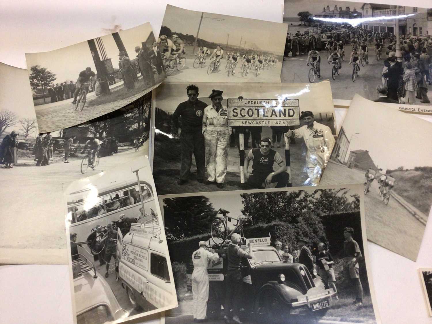 Lot 1407 - Group of 1950s black and white Tour of Britain Cycling photographs