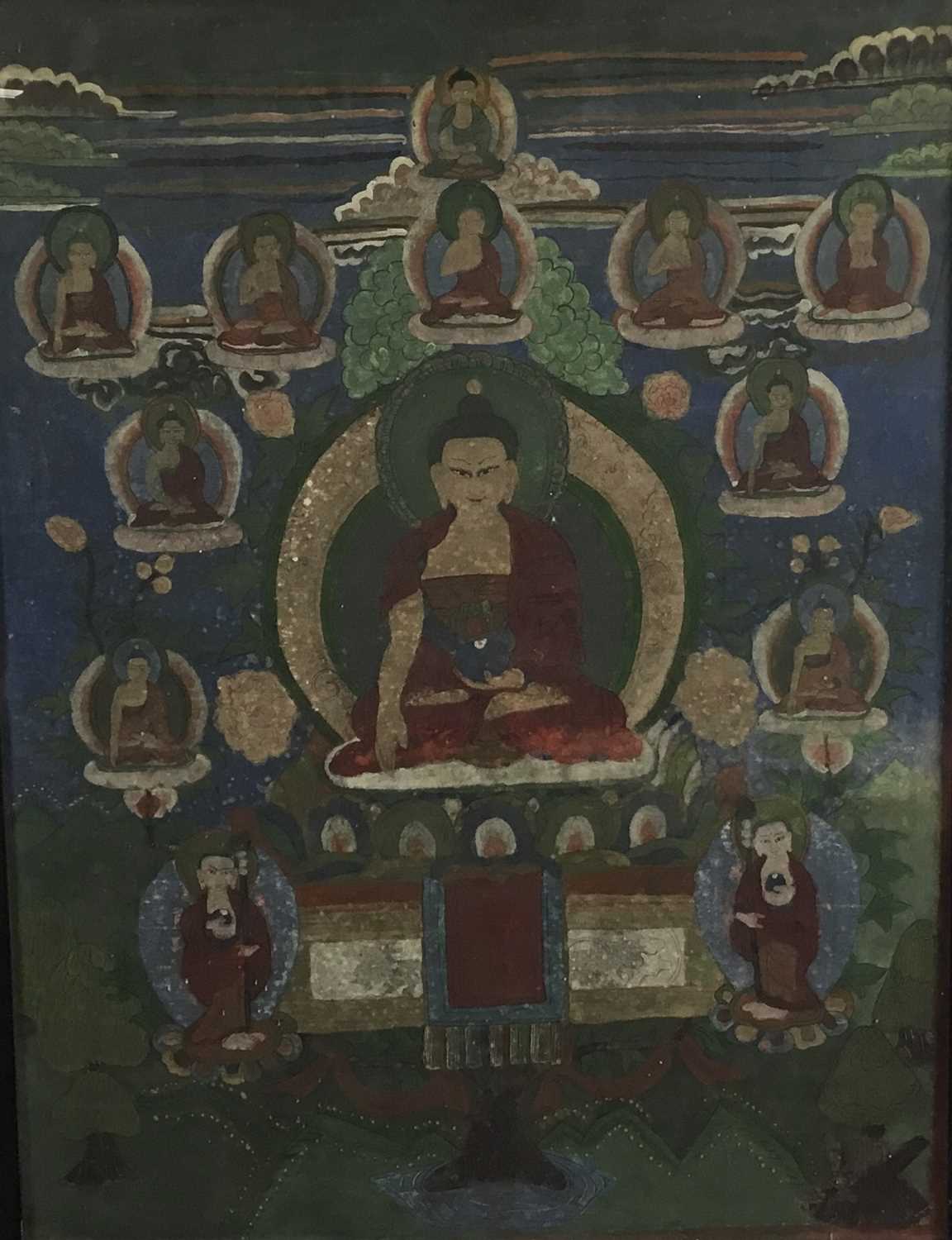 Lot 52 - Two 19th century Tibetan paintings on fabric panels