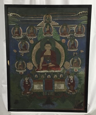 Lot 52 - Two 19th century Tibetan paintings on fabric panels