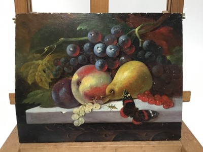Lot 78 - Manner of George Lance (1802-1864) oil on panel - still life of fruit and insects, unframed
