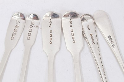 Lot 265 - Twelve Georgian and Victorian silver spoons, and a Garrard silver salt