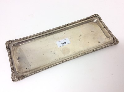 Lot 659 - German silver (800) rectangular pen tray with beaded borders