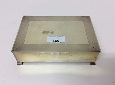 Lot 660 - 1950s Mappin & Webb silver cigarette box with engine turned borders (London 1957)