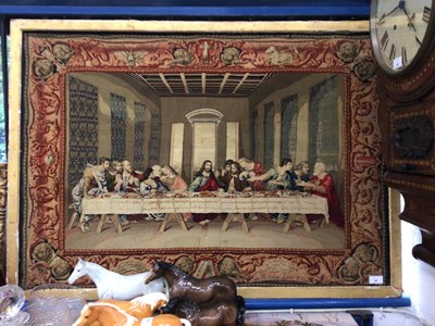 Lot 66 - An unusual felt picture depicting the Last Supper, in gilt frame