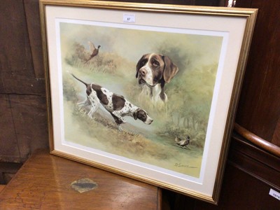 Lot 67 - Signed limited edition coloured print - A Pointer, indistinctly signed, in glazed gilt frame