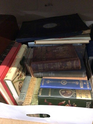 Lot 100 - Four boxes of assorted books to include Churchill, War related and others