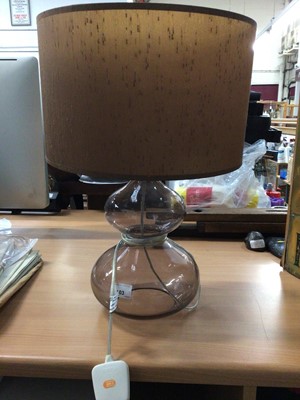 Lot 103 - Contemporary smoky glass table lamp with shade