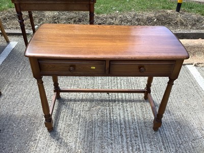 Lot 950 - Ercol side table with two drawers, 100cm wide, 38cm deep, 74cm high