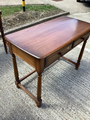 Lot 950 - Ercol side table with two drawers, 100cm wide, 38cm deep, 74cm high