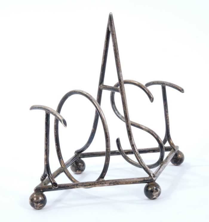 Lot 289 - Late Victorian silver toast rack by Hukin and Heath