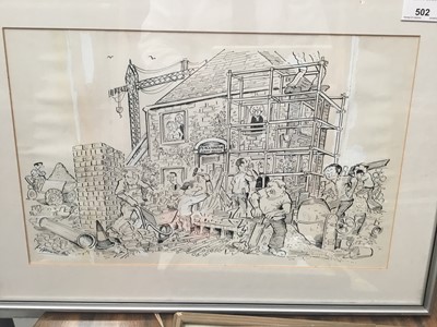 Lot 502 - Kipper Williams - pen and wash cartoon ,signed in glazed frame