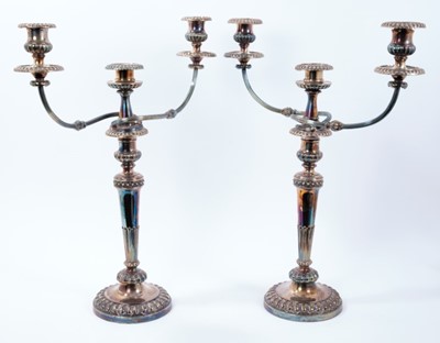 Lot 376 - Pair of late 18th/ early 19th century Old Sheffield Plate candelabra