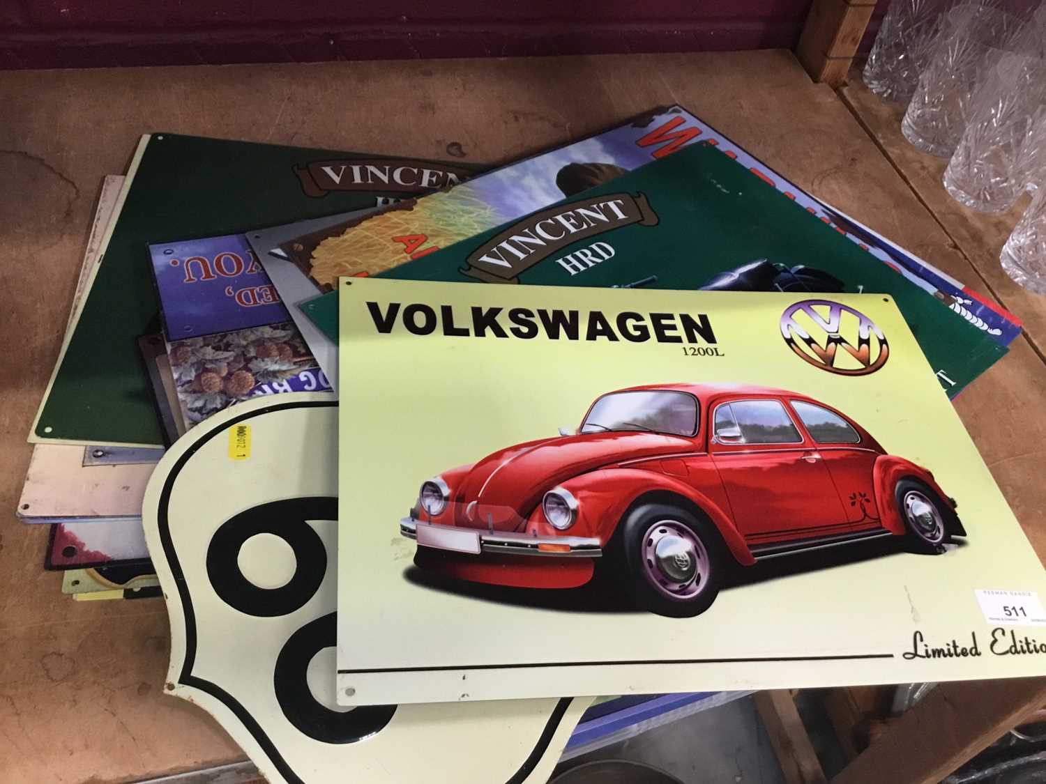 Lot 511 - Collection of reproduction classic car and motorbike enamel signs