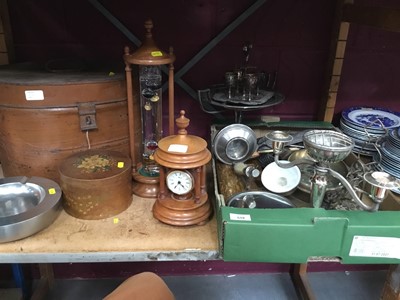 Lot 518 - Ships barometer , plated ware , clock and sundries