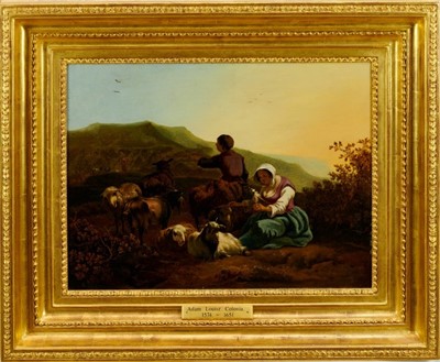 Lot 1267 - Adam Louisz Colonia (1574-1641) oil on panel - figures and goats grazing at Rotterdam, signed, in gilt frame