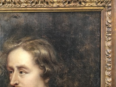 Lot 1271 - After Sir Anthony Van Dyke portrait sketch, 17th century oil on canvas, in Carlo Maratta frame