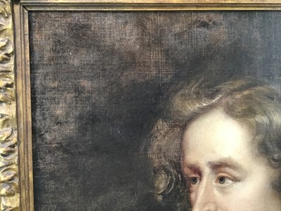 Lot 1271 - After Sir Anthony Van Dyke portrait sketch, 17th century oil on canvas, in Carlo Maratta frame