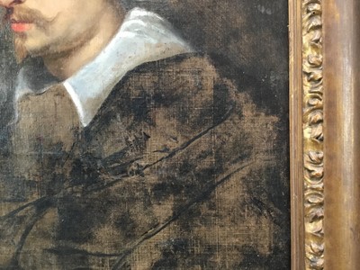 Lot 1271 - After Sir Anthony Van Dyke portrait sketch, 17th century oil on canvas, in Carlo Maratta frame